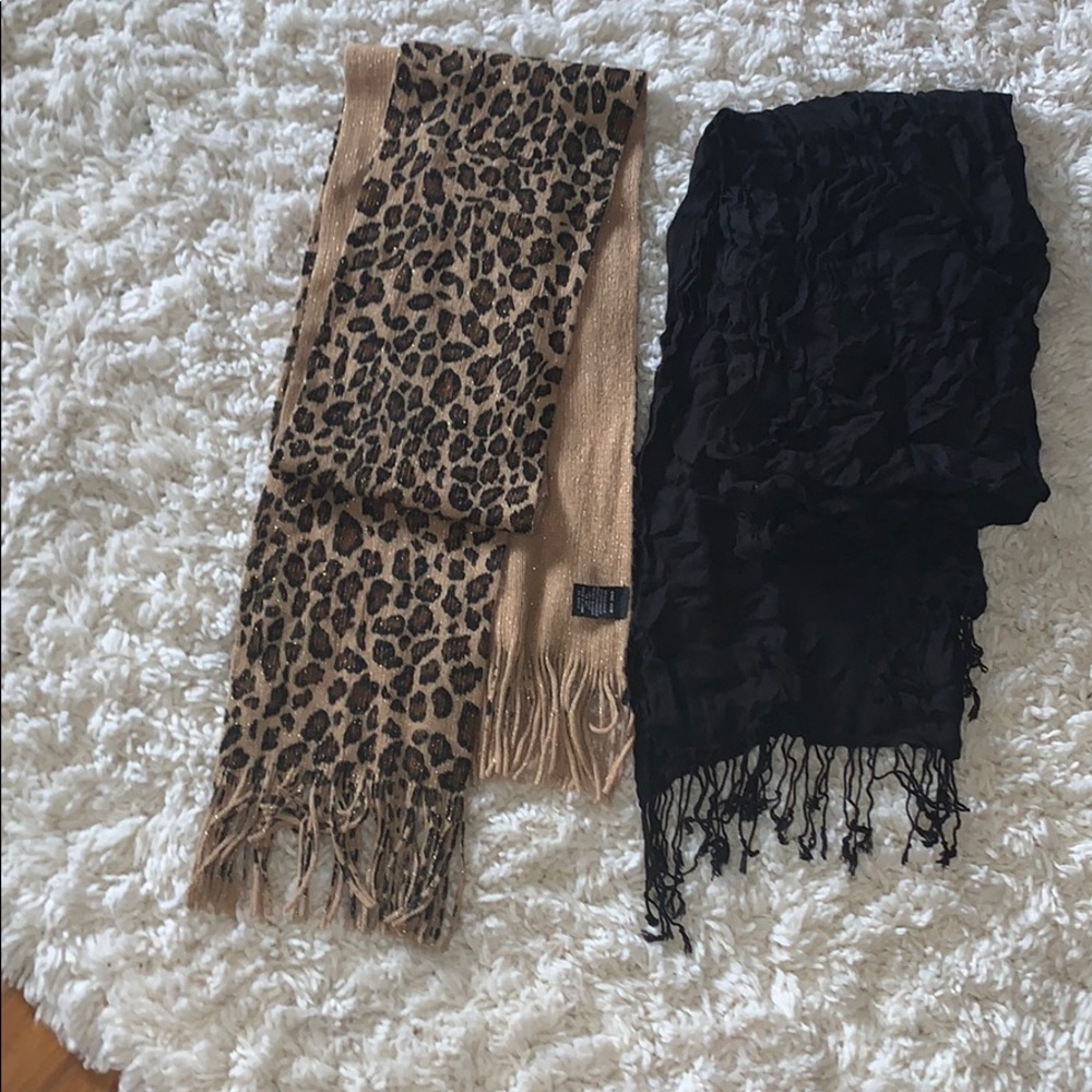 Two Awesome scarves animal print and black